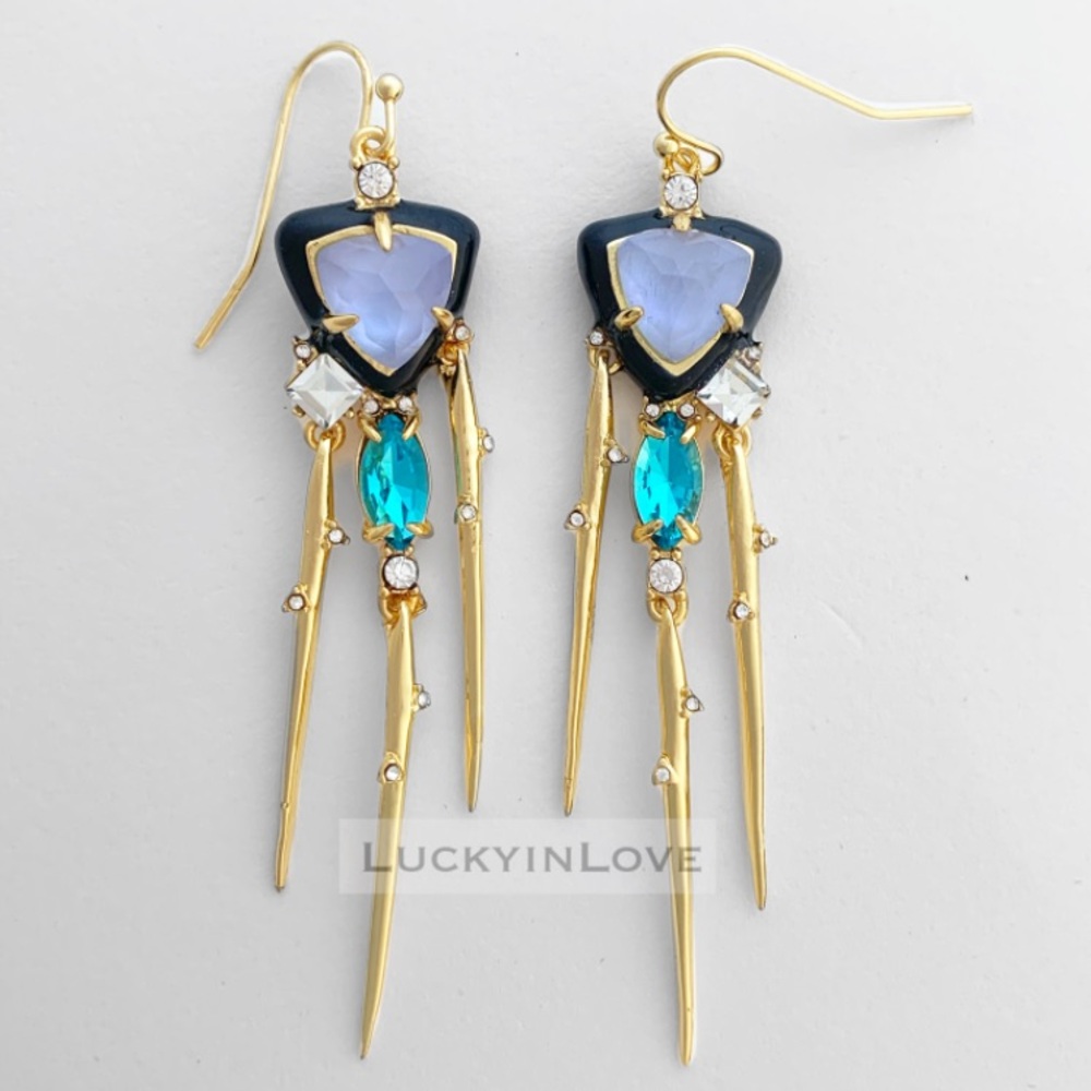ALEXIS BITTAR • Opalite Enamel Hinged Drop Earrings